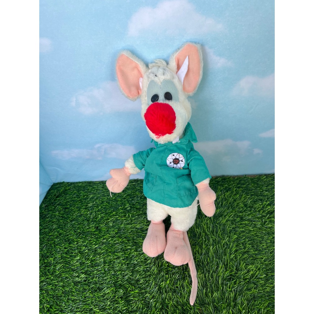 Vintage Pinky and the Brain Pinky Plush Ace Novelty Animaniacs Acme Lab Coat Toy